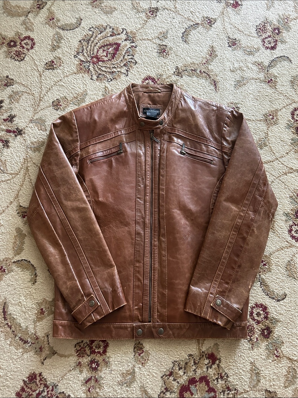 Vintage 90s Leather Moto Cafe Style Jacket